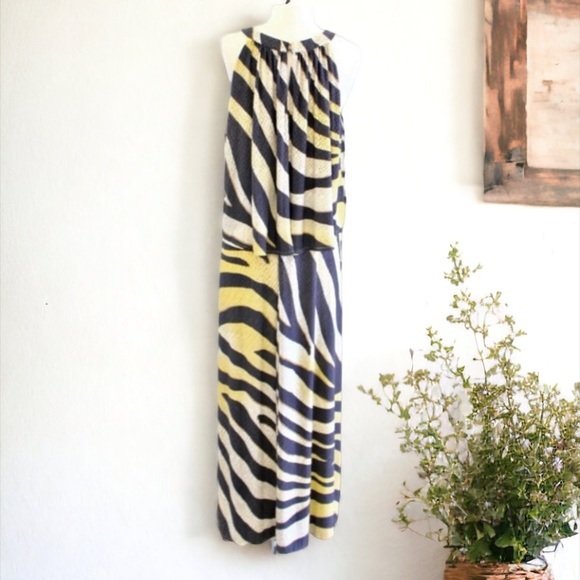Chico’s Golden Zebra Print Maxi Dress Size 1 - Picture 3 of 13